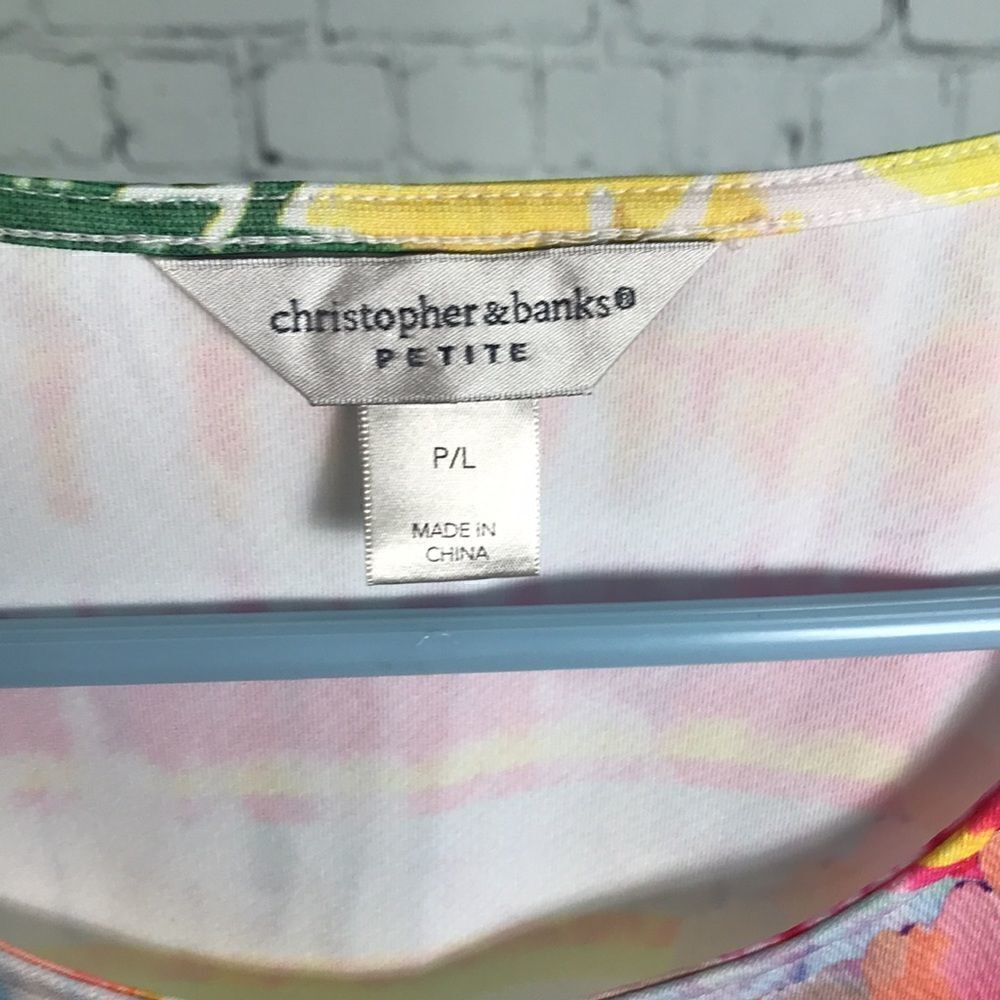 Christopher & Banks Tank in pretty watercolor hues EUC size petite large - Picture 4 of 4